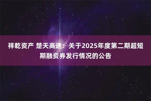 祥乾资产 楚天高速：关于2025年度第二期超短期融资券发行情况的公告